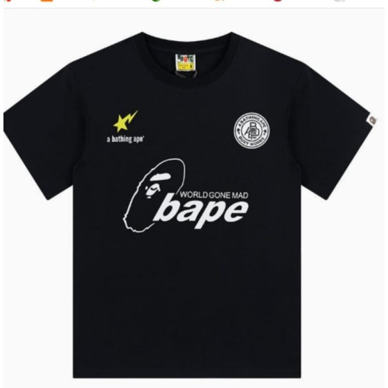Black BAPE "World Gone Mad" Multi-Logo T-Shirt